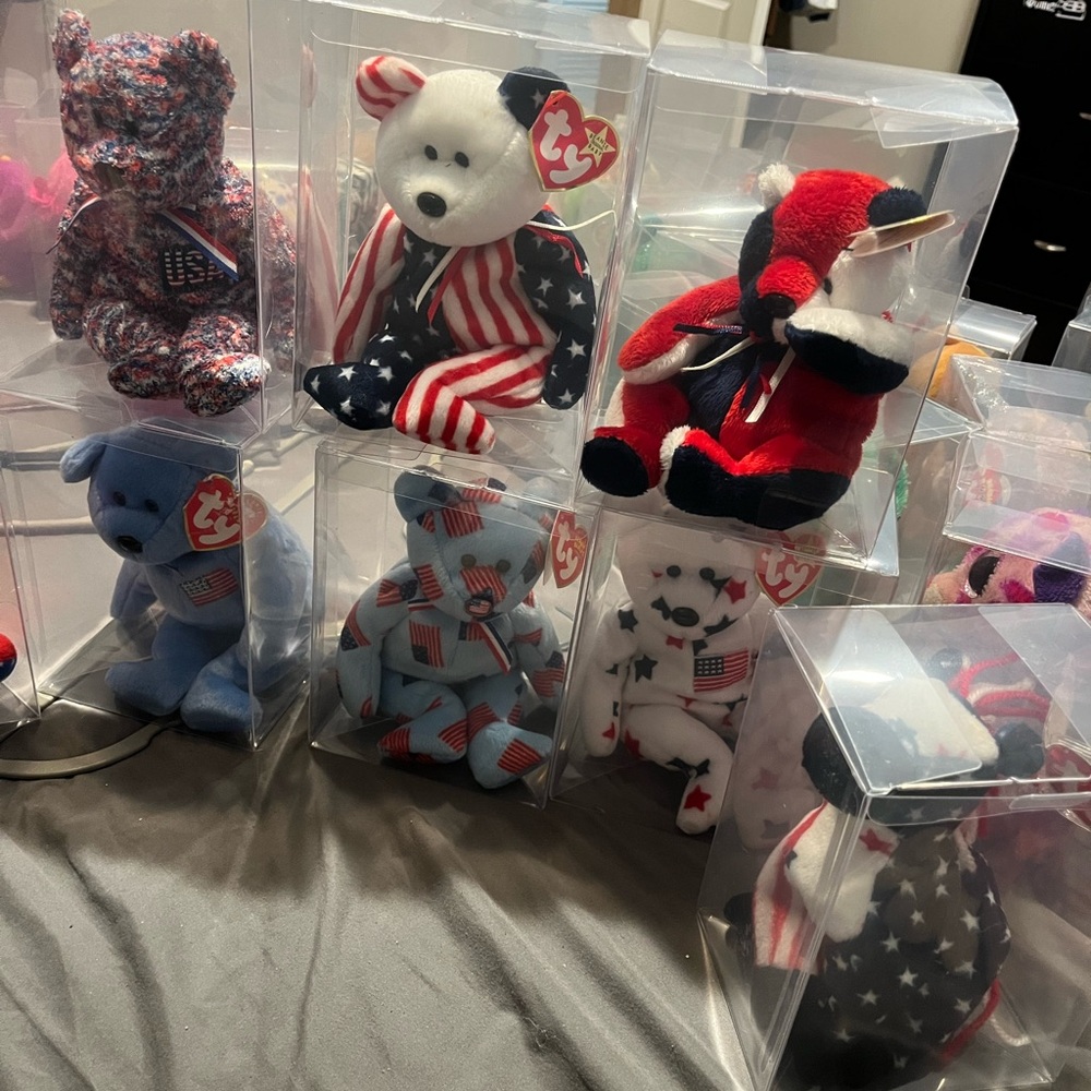 Ty Patriotic Flag-Themed Beanie Bears - Red, White, Blue
